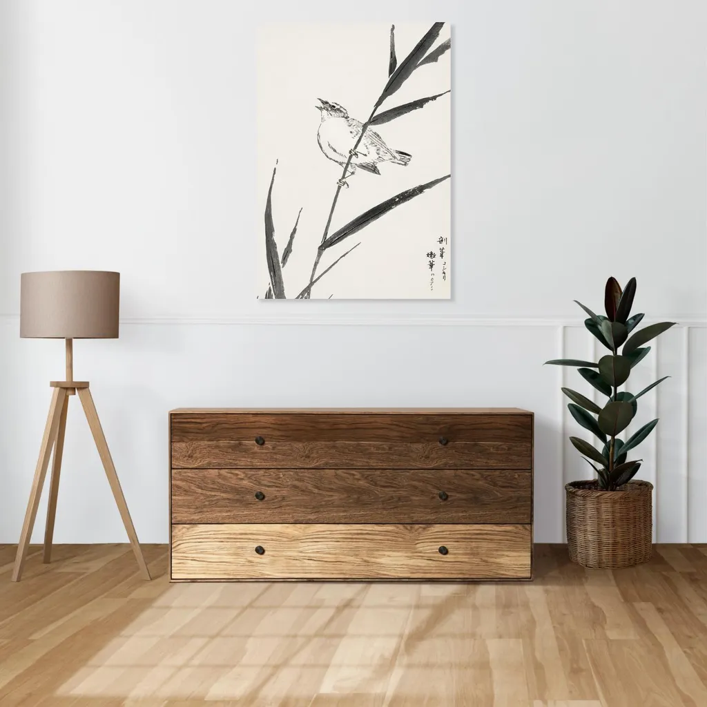Offerta Quadro Giapponese Vintage 70x100 | Stampa Kashu Reed-Bunting - 2