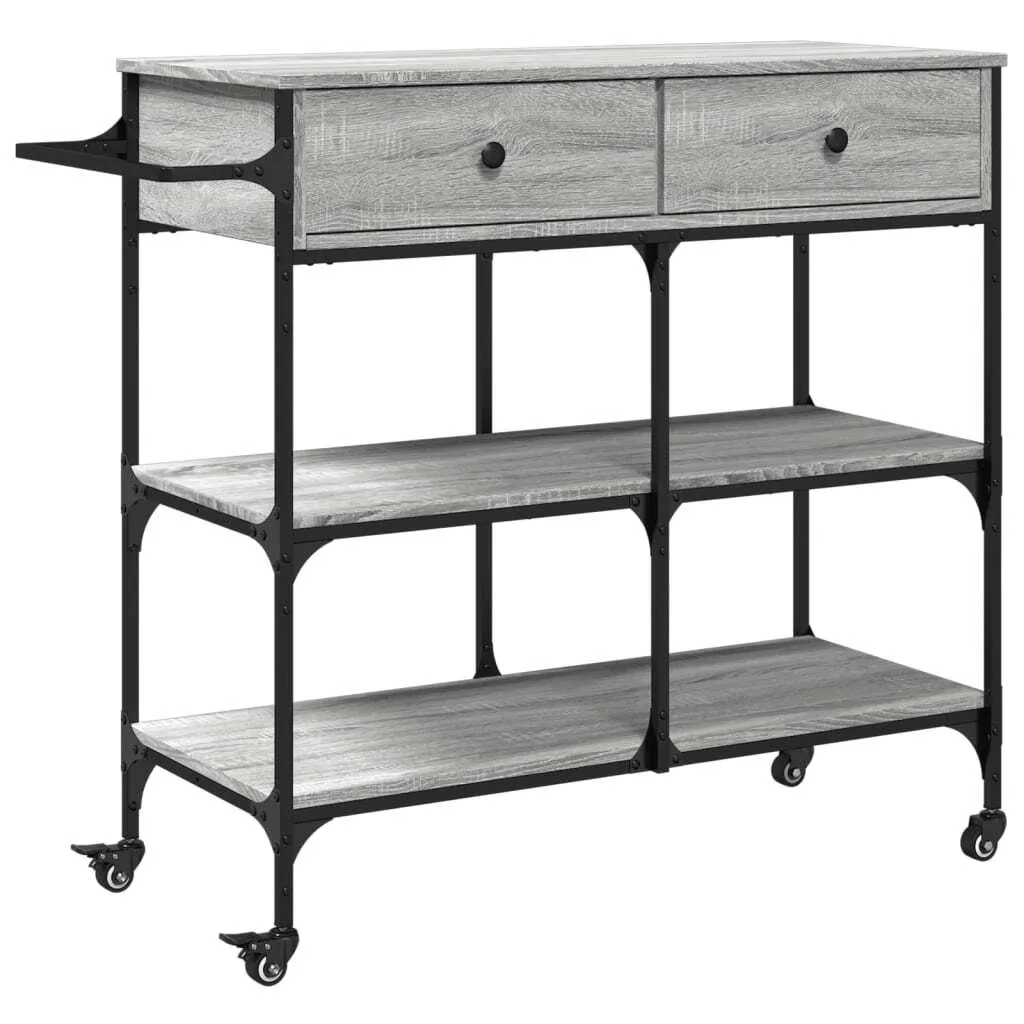Carrello da Cucina Grigio Sonoma 105x42x95 cm | Mobile Legno con Ruote