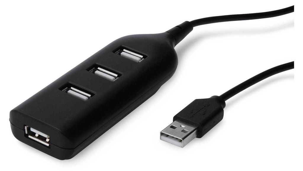 Hub USB DIGITUS 4 ports 2.0->4xA2.0 câble intégré noir Image du produit 