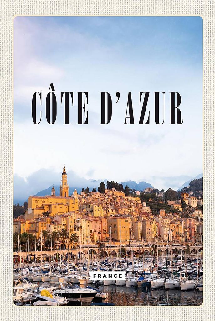 vianmo Holzschild 18x12 cm Cote d'azur France Panorama Bild Bildmotiv Reisemotiv Abenteuer Reisen
