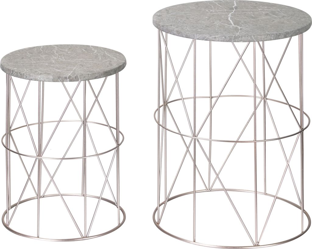 Outsunny 2er Set Beistelltische Drahtkorb Metallkorb Metall Gold Rosa Grau