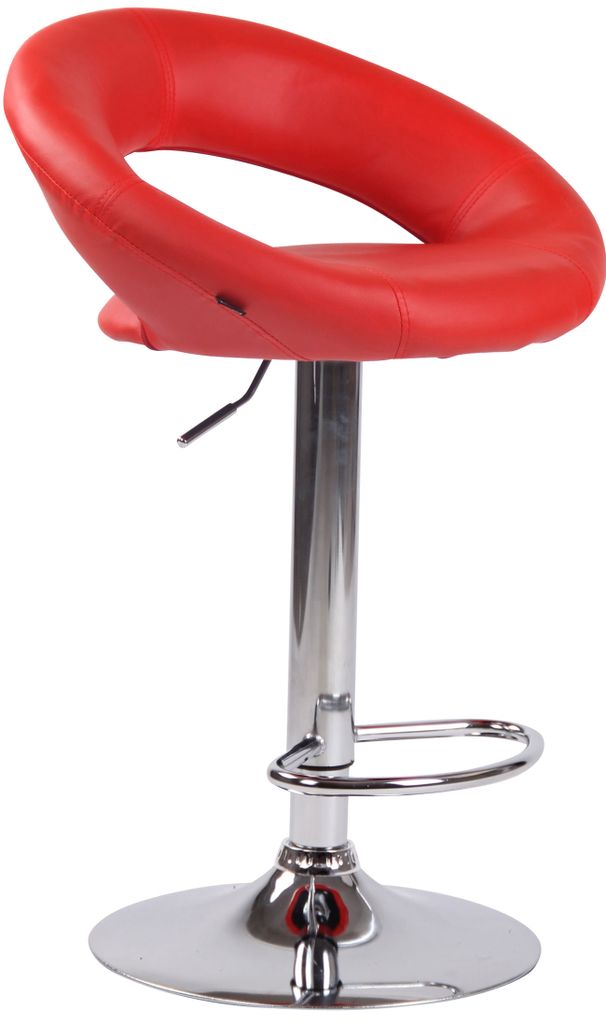 TPFLiving Barhocker Olin Gestell Metall in Chromoptik Kunstleder Rot