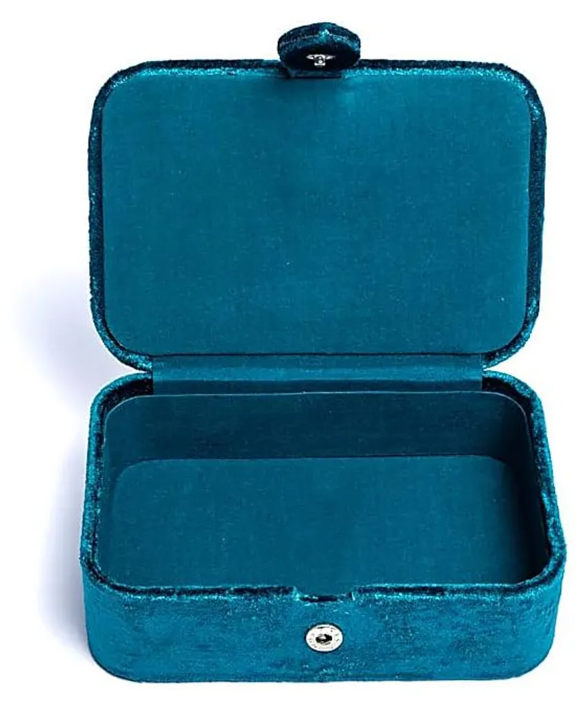Coffret de Rangement Tarot et Bijoux Velours Pétrole Oeil de Protection
