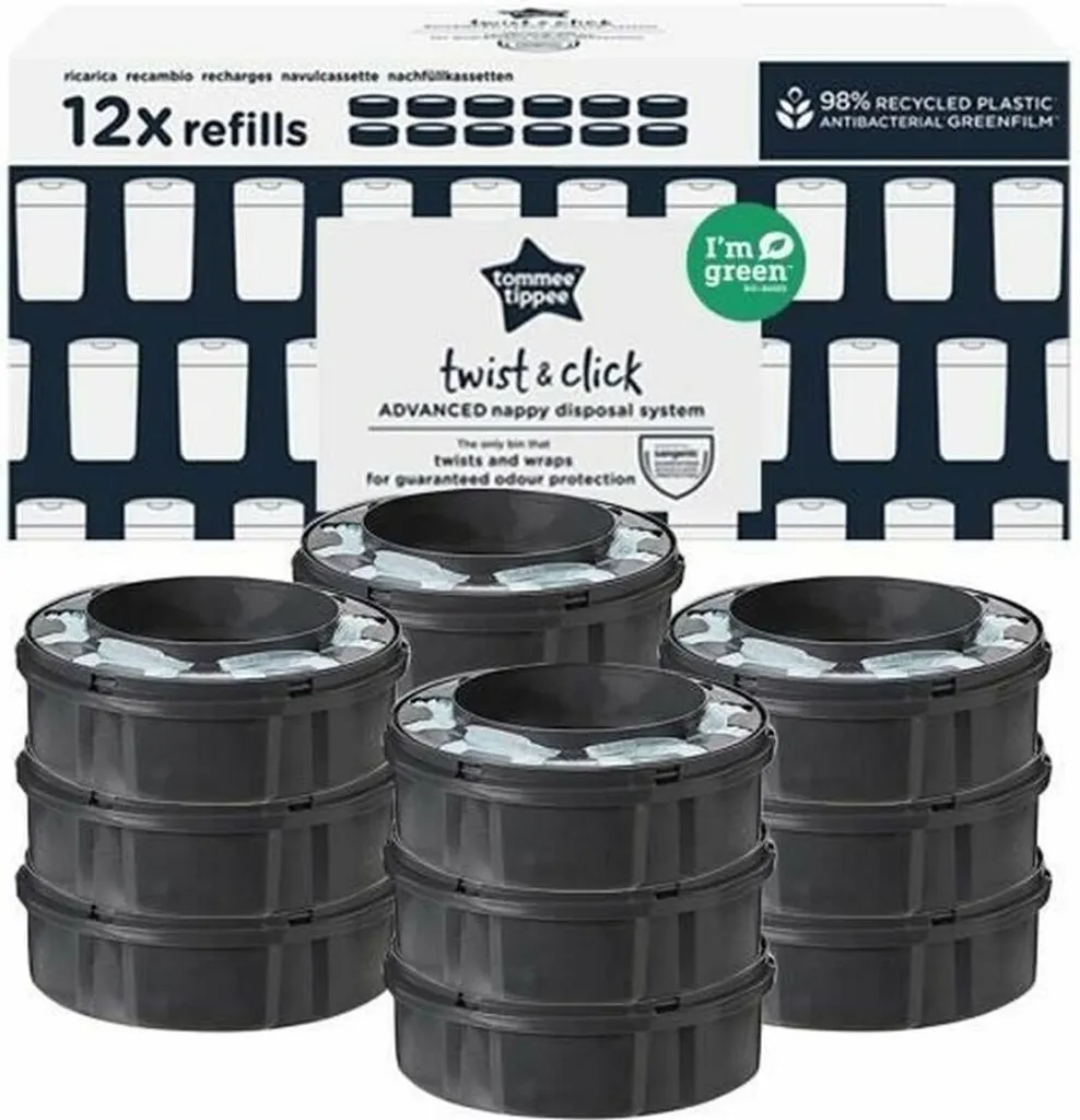 Recharges Tommee Tippee Twist and Click Film Antibactérien - Lot de 12