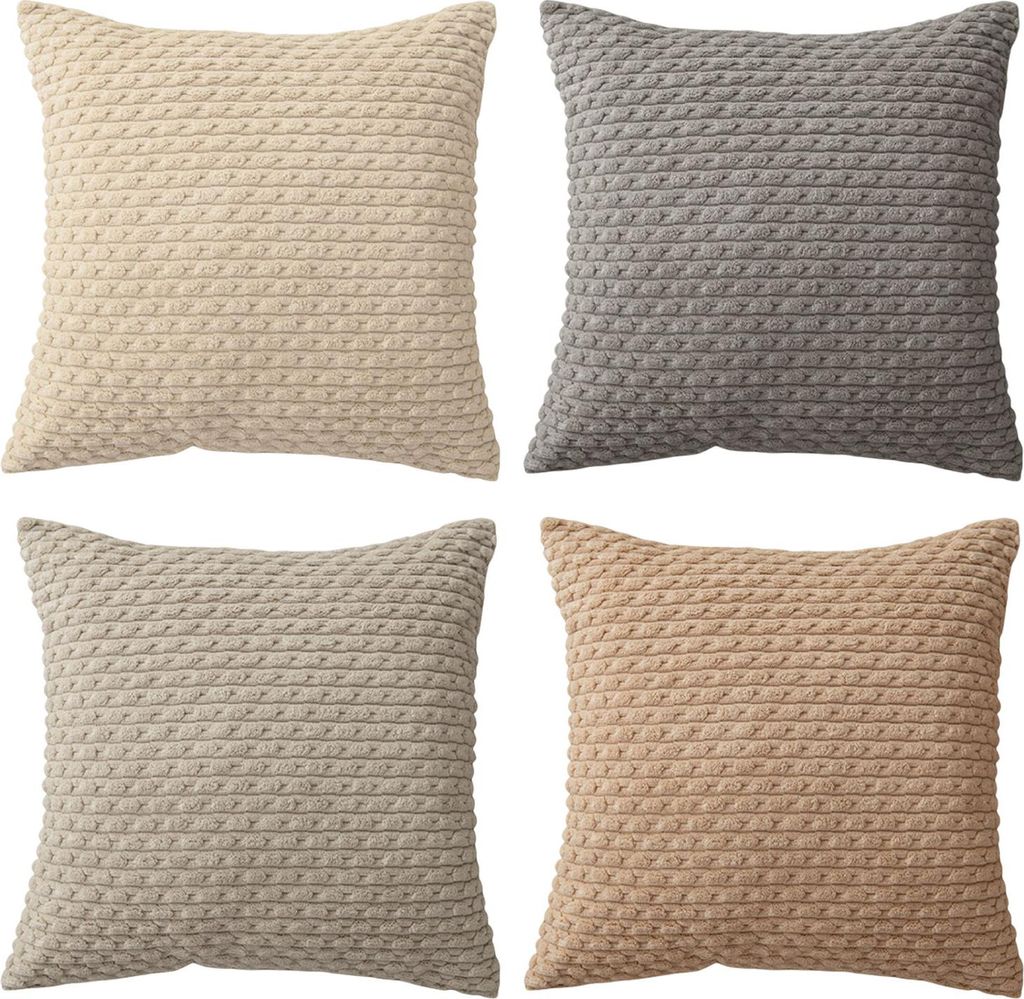 4er Set Kissenbezug 45x45 cm, Dekokissen Deko Kissenhülle für Sofa Wohnzimmer