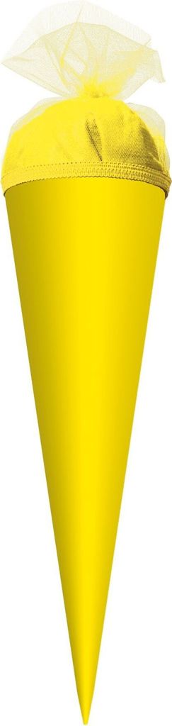Bastel-Schultüte klein gelb - 35 cm rund - mit gelbem Produktbild 