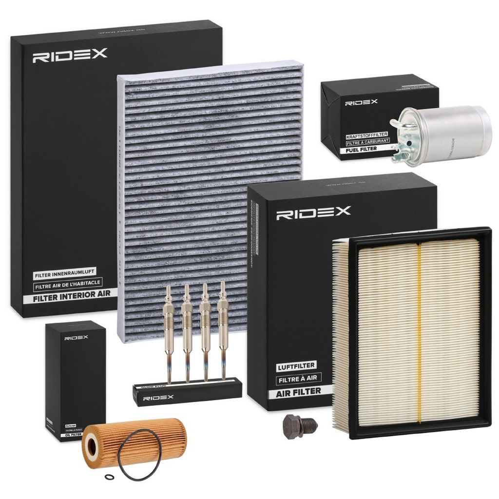RIDEX Inspektionspaket Filterset für AUDI A4 Avant (8ED, B7) A4 Limousine (8EC, B7) A4 Cabrio (8H7, B6, 8HE, B7)