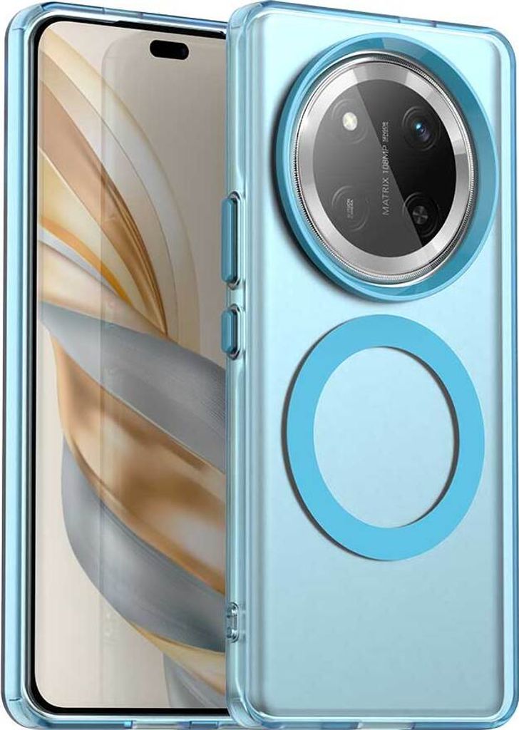 Magnetisch Hülle für Honor X60 Pro/X9C/Magic 7 Lite, Schlank Durchscheinend Matt Stoßfest Handyhülle Blau