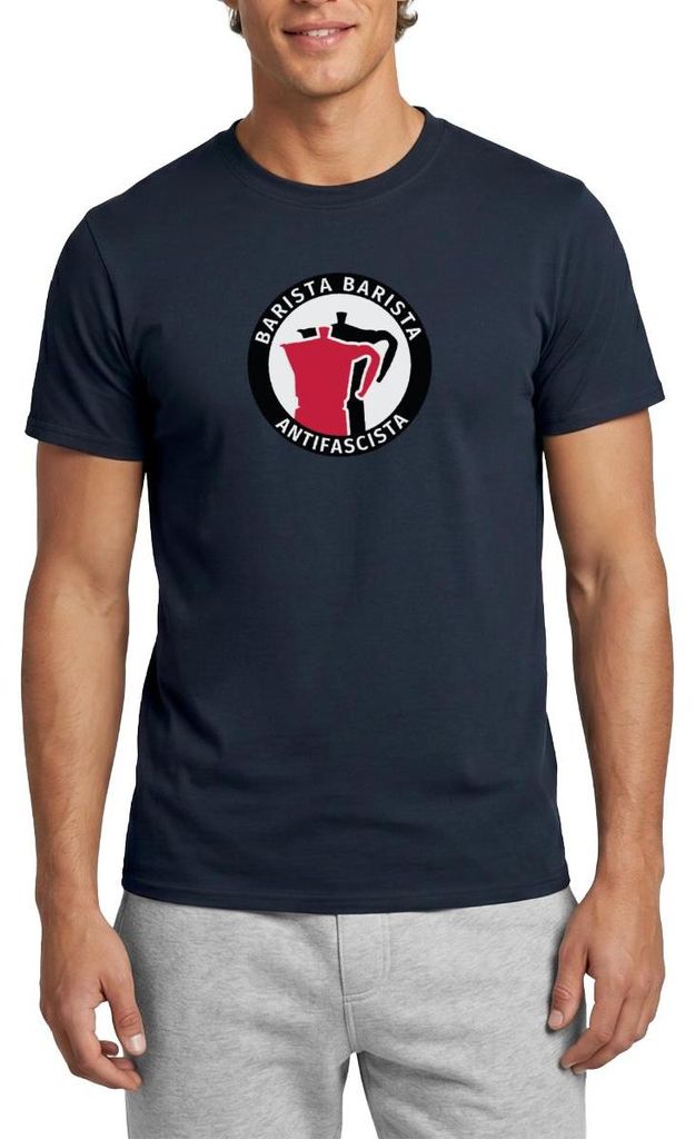 Spreadshirt Barista Barista Antifascista Männer T-Shirt, S, Navy