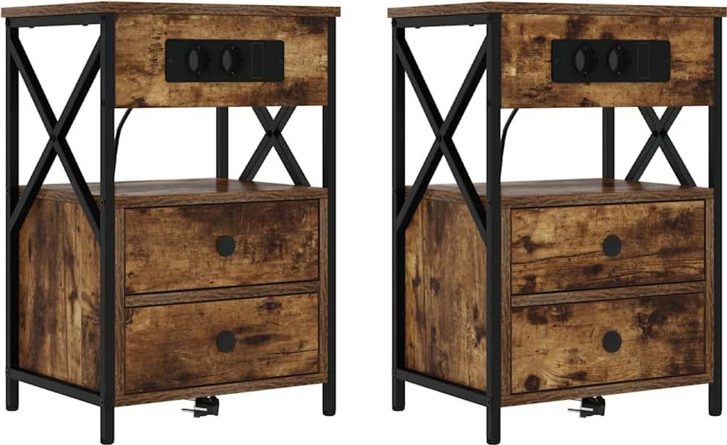 Nachttisch 2 pcs Geräucherte Eiche 40 x 31 x 60 cm
