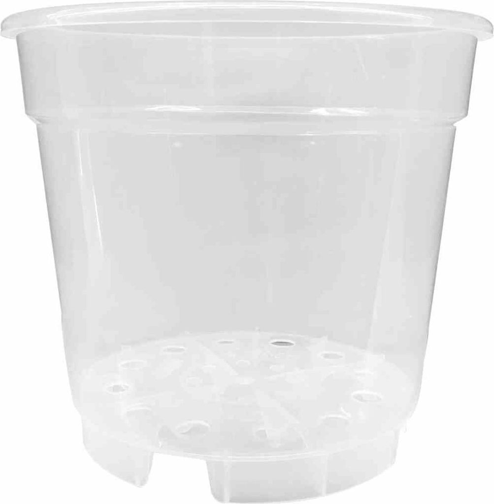 Orchideentopf 17 cm rund aus transparentem Polypropylen – mit erhöhtem Boden für optimale Luftzirkulation und gesundes Wurzelwachstum, ideal f...