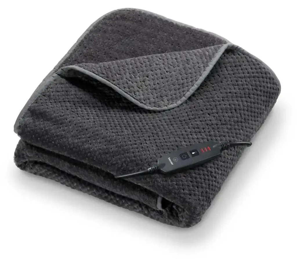 Plaid Chauffant Beurer HD 65 Gris - Couverture Douce Lavable en Machine
