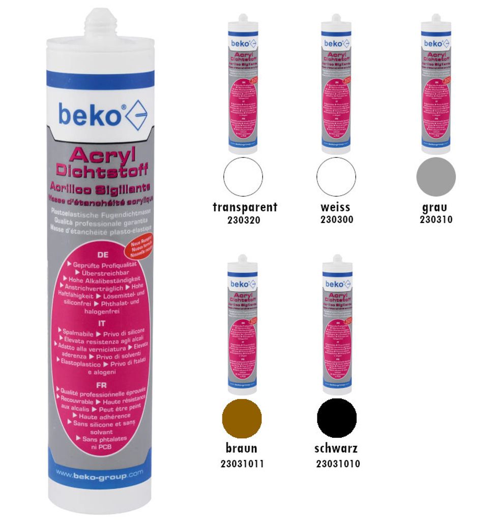 Beko Acryl-Dichtstoff Maleracryl Bauacryl 310ml transparent Produktbild 