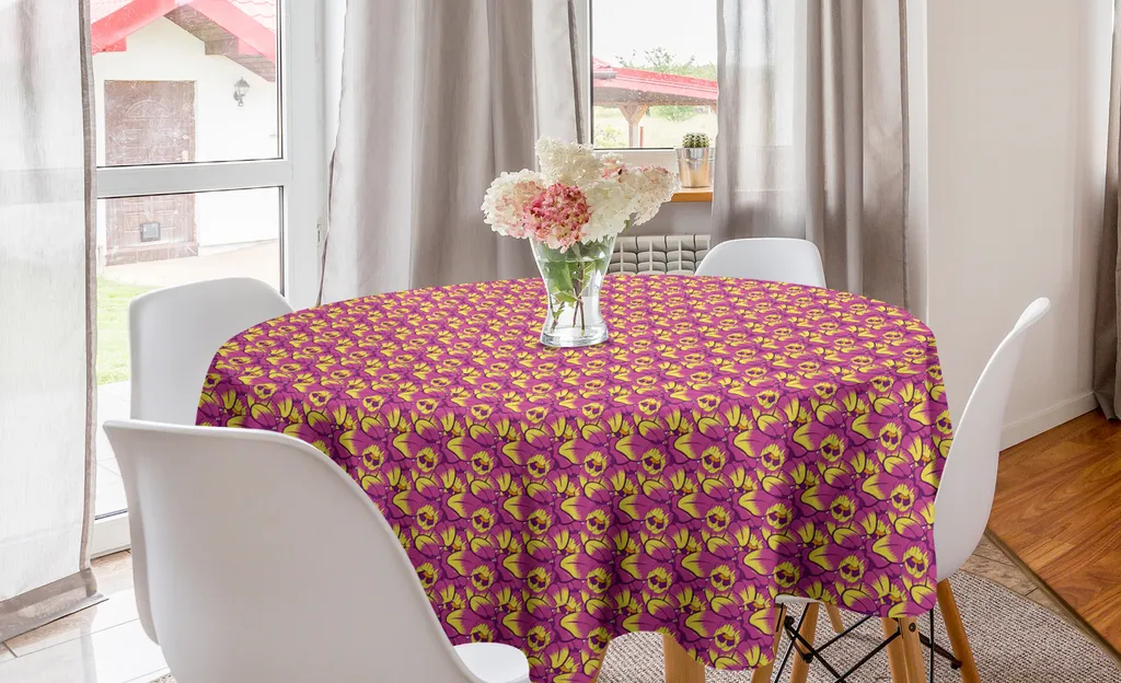 Tovaglia Rotonda 150 cm Gigli Fucsia ABAKUHAUS | Arredo Floreale