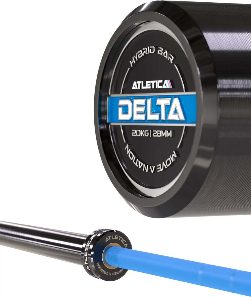 ATLETICA Langhantel | Delta | Electric Blue | 20kg | IPF- & IWF-Markierungen | 1000kg Belastbarkeit