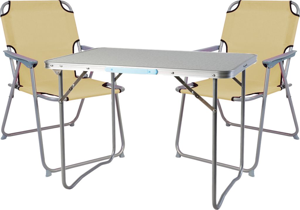 3-teiliges Campingmöbel Set Alu L70xB50xH59cm beige