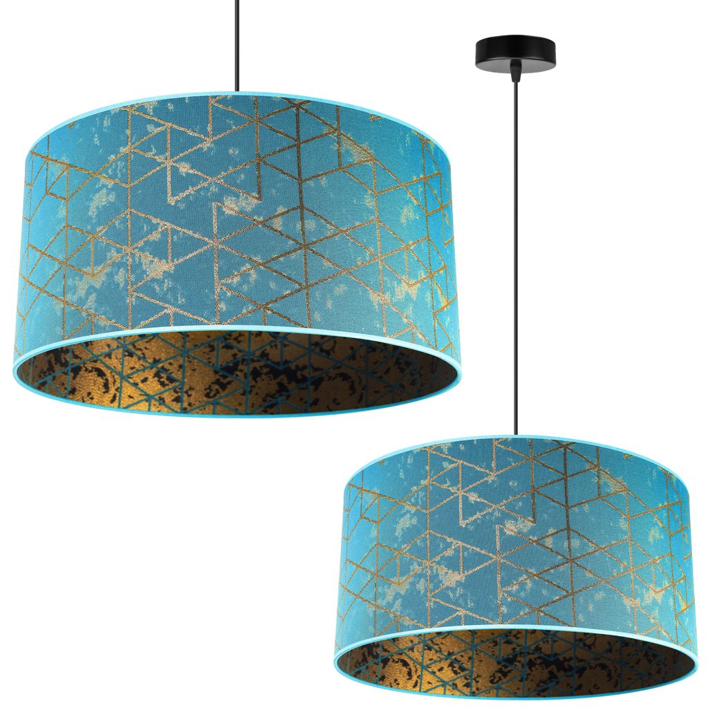 Suspension, lustre, abat-jour, motif doré Image du produit 
