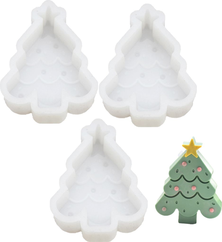 3 Stück Weihnachts-Silikonformen, Weihnachtsbaum, Süßigkeiten, Schokoladenform, Weihnachten, Antihaft-Fondant-Backform Für Handgemachte Seife, ...
