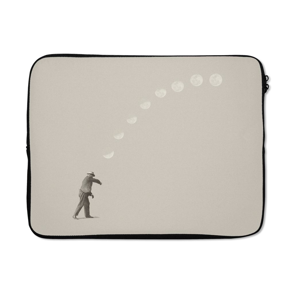 MuchoWow Laptop Hülle 17 Zoll Laptoptasche Jahrgang - Mond - Mensch - Zipper - Schutzabdeckung