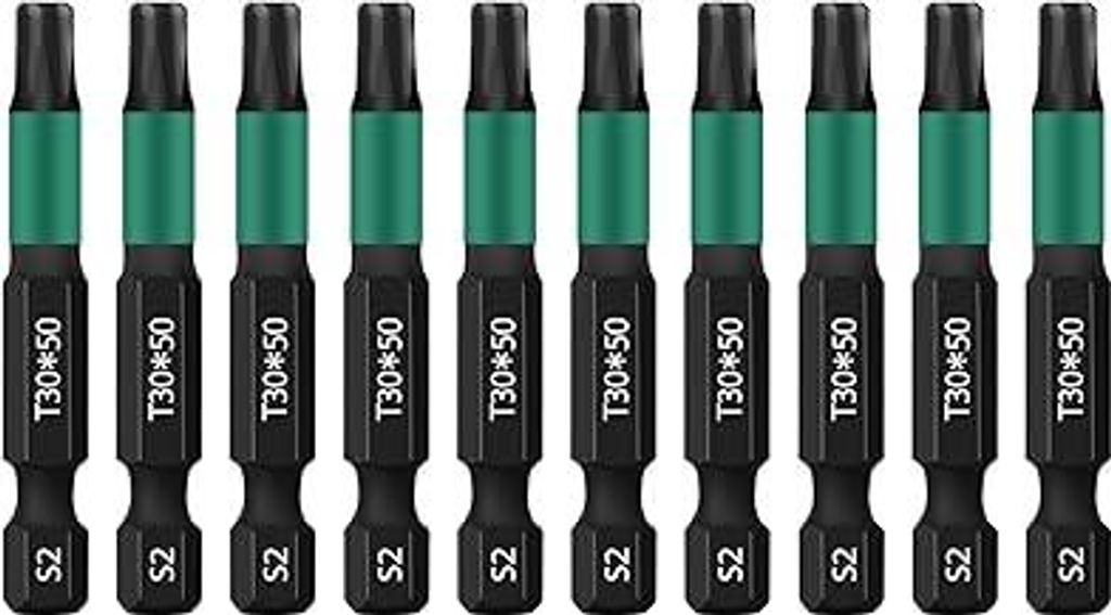 UBESTHS Torx Bit T30, Schraubendreher Bits Set 10 Stück, 1/4 Sechskantschaft, 50mm Länge mit Box
