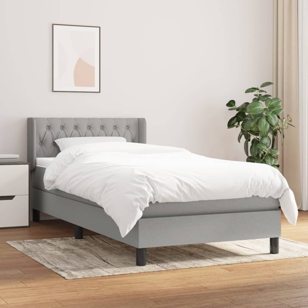 The Living Store Boxspringbett mit Matratze Hellgrau 90x200 cm Stoff