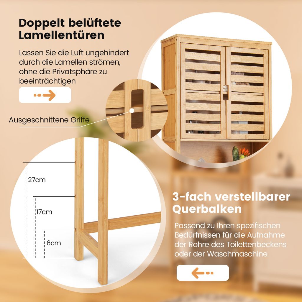 COSTWAY Über-Toilette-Speicherschrank, hoher Produktbild 4