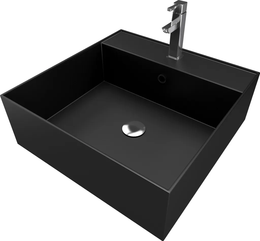 Vasque à poser pour salle de bain moderne noire 41 cm SQUARY DARK