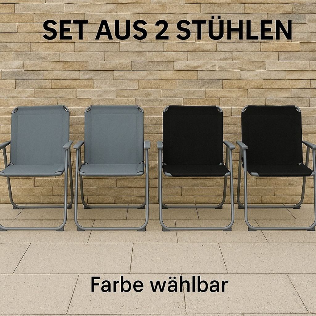 2er Set Campingstuhl SUNNY SEAT Schwarz faltbarer Klappstuhl Faltstuhl Outdoor Stuhl