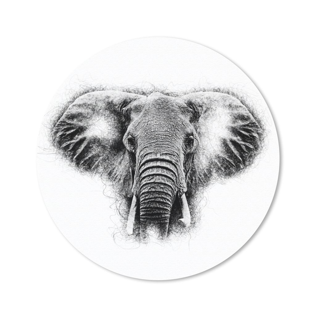 MuchoWow Mauspad Mousepad Elefant - Tiere - Schwarz - Weiß 40x40 cm - Mousepads - Maus Mat - Pad - Mausunterlage - Schreibtisch Accessoires