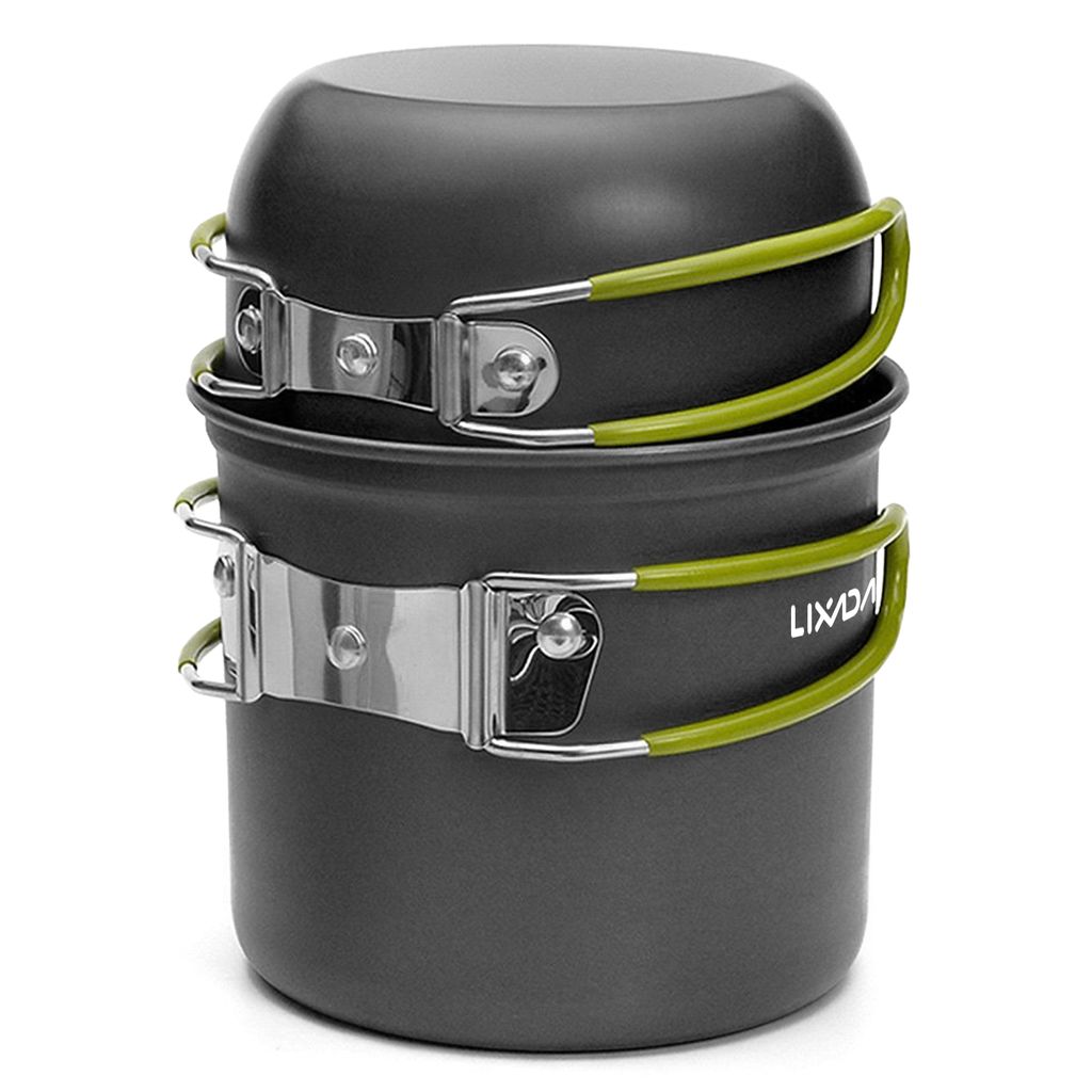 Camping Kochgeschirr Set Tragbar Outdoor Geschirr Set Aluminium Faltbare Camping Topf Kochtopf für 1-2 Personen Picknick Camping Wandern
