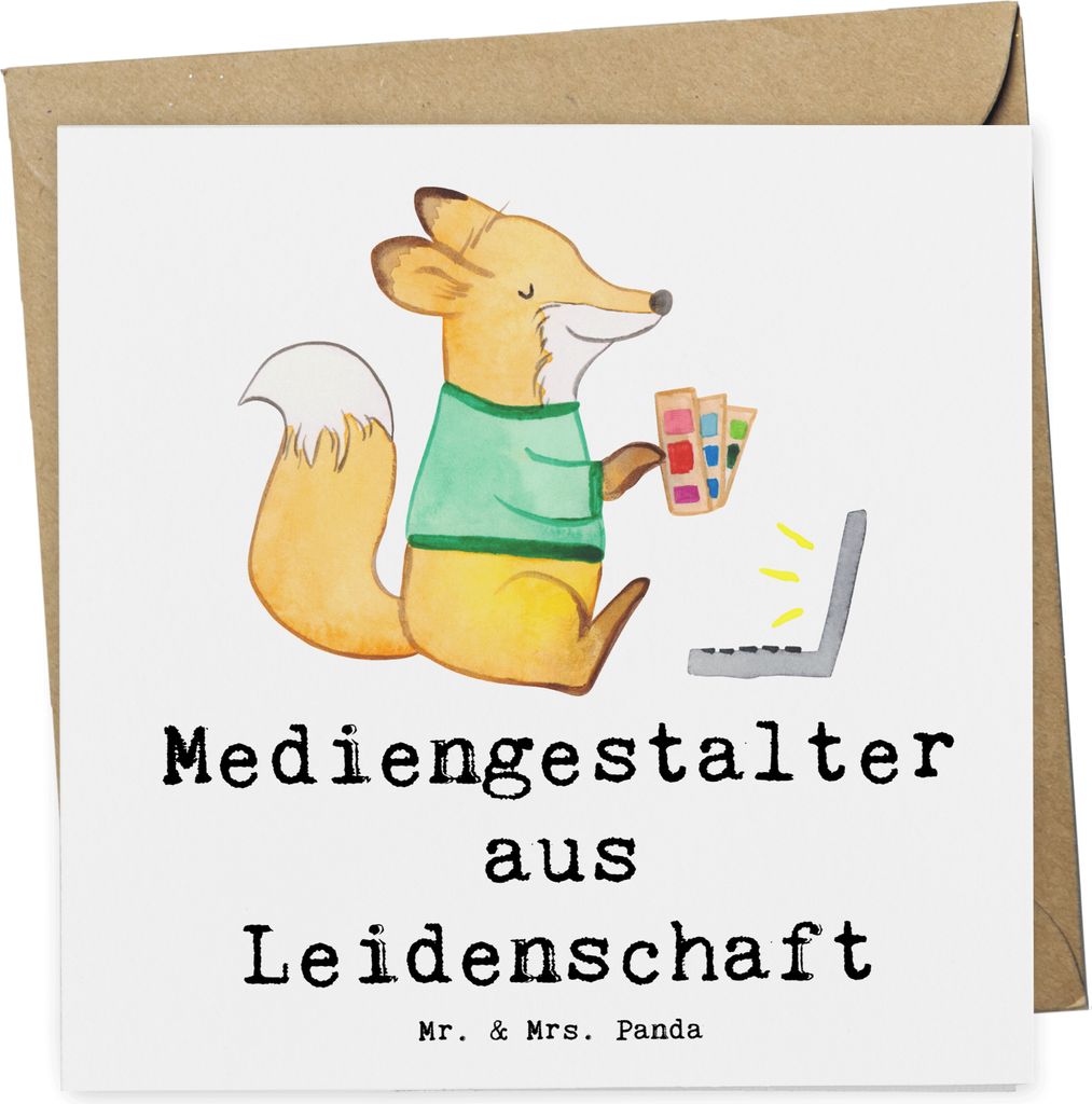 Mr. & Mrs. Panda Grußkarte Mediengestalter Leidenschaft - Weiß - Geschenk, Witzig, Grafikdesigner, doppelkarte, Designer, Glückwunschkarte, falt...