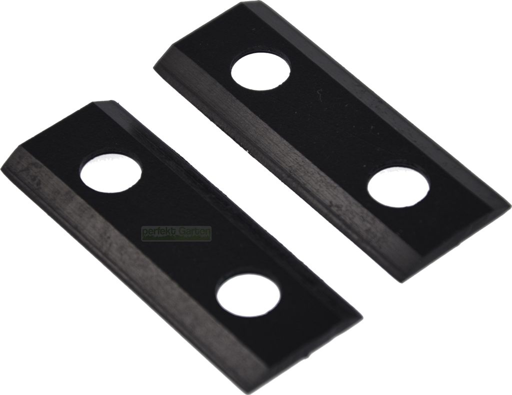 Two black blades with circular holes are shown on a white background.