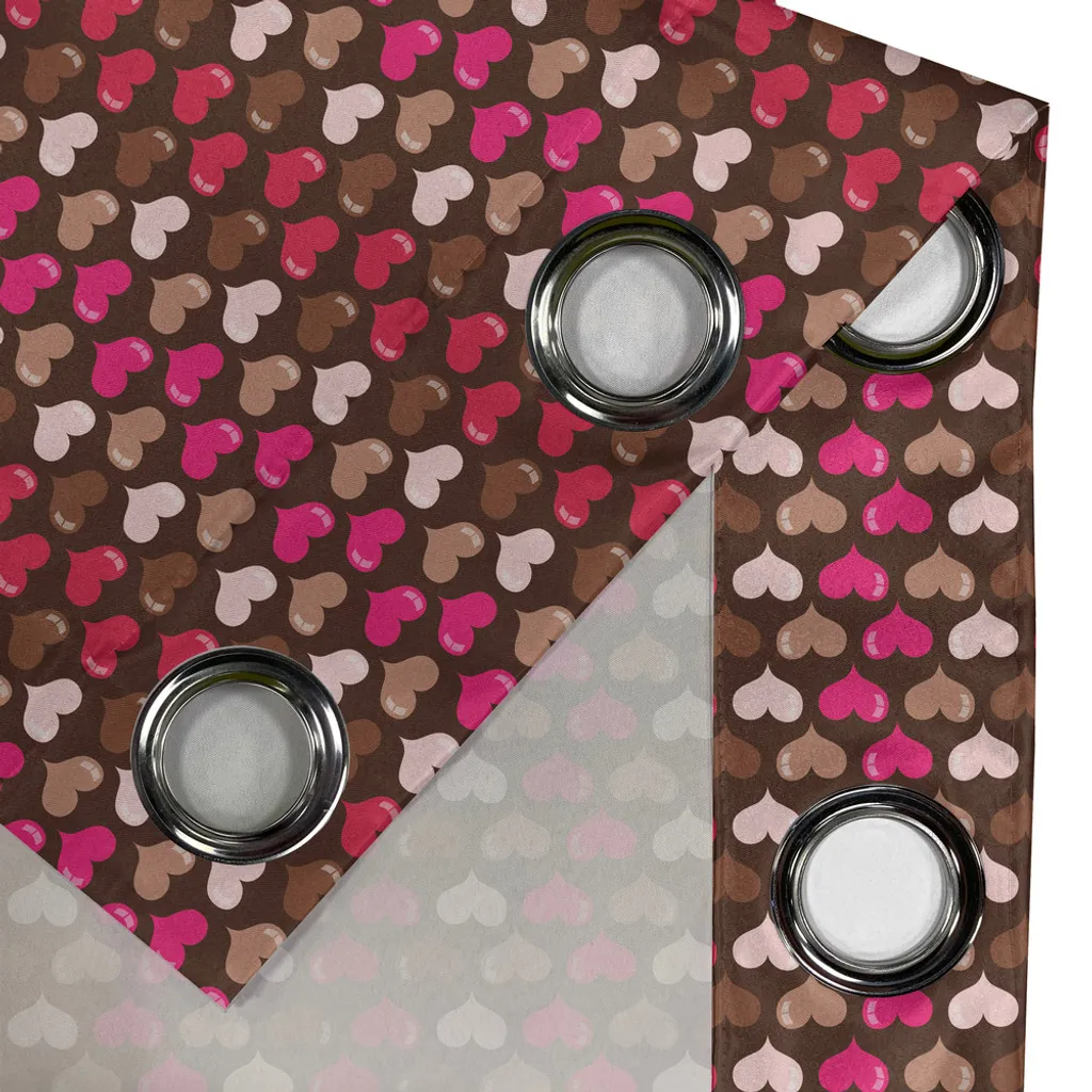 Rideau fuchsia et marron à motif cœur vibrant haute qualité 280 cm - 2