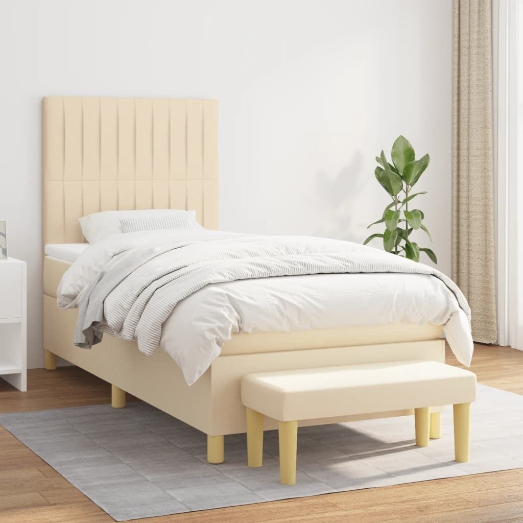 Maison Exclusive - Boxspringbett mit Matratze Creme 90x190 cm Stoff