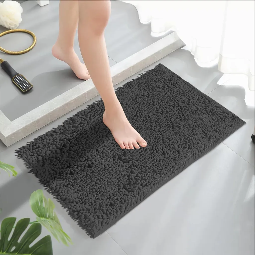 Tapis de bain lavable et antidérapant gris - Finis les sols mouillés !