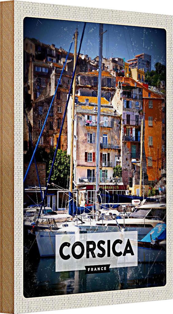 Holzschild Reise 20x30cm Corsica France Urlaubsort