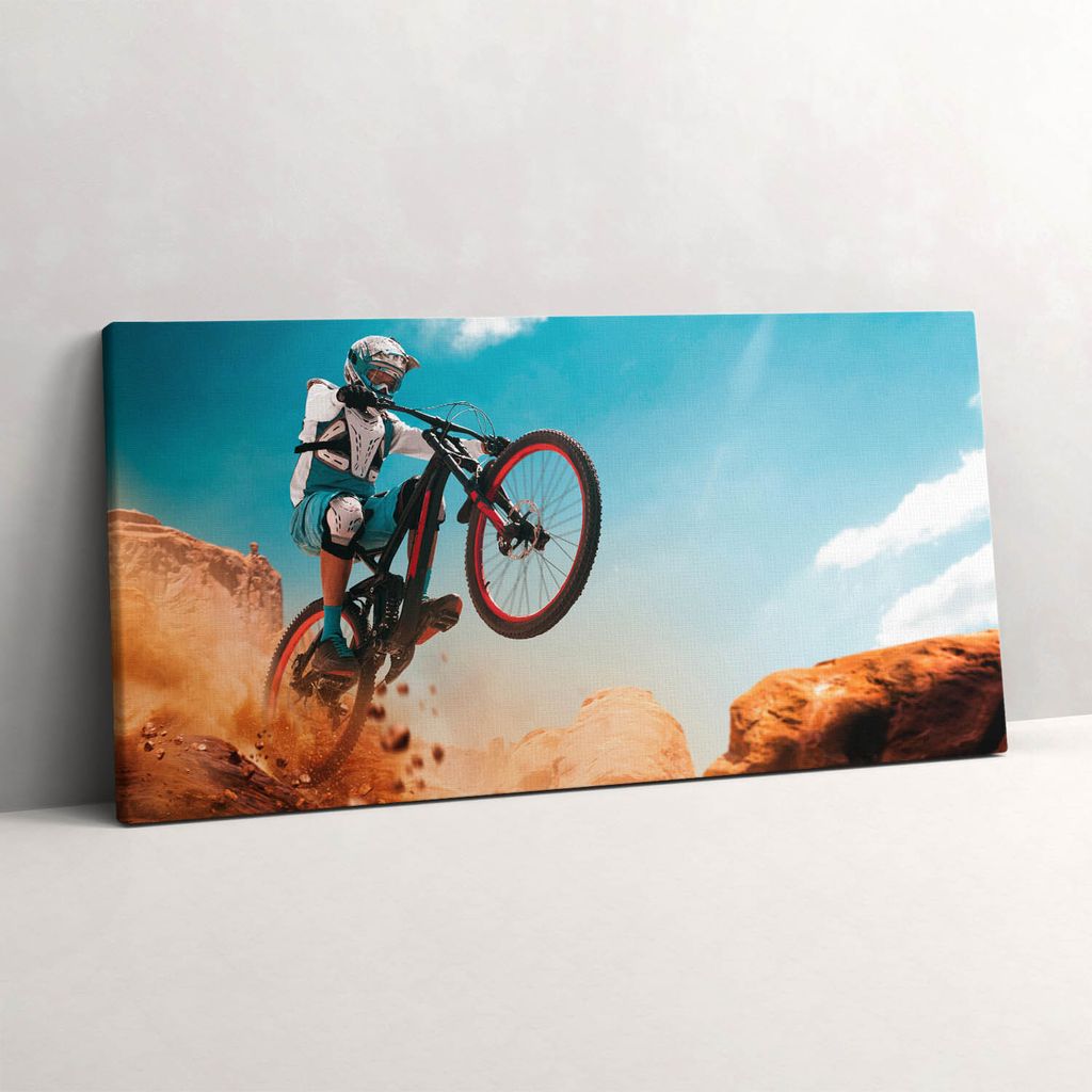 Motorradfahren in der Wüste – Leinwandbild Wandbild – 120x60 cm – Leinwandbilder – Wandbilder – Schlafzimmer – Flur