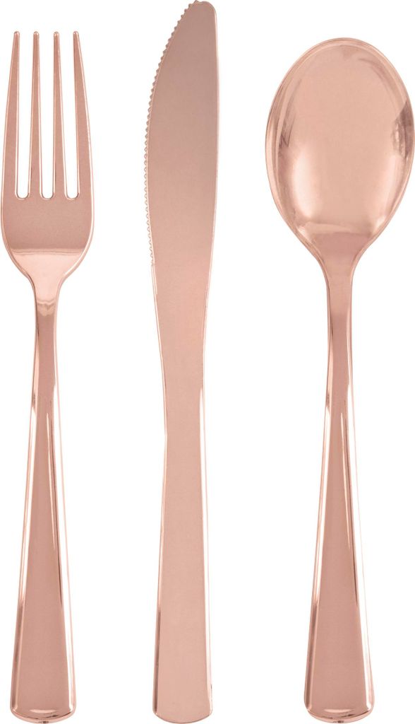 Plastik Besteck roségold hochglanz 18 tlg. Löffel Messer Produktbild 