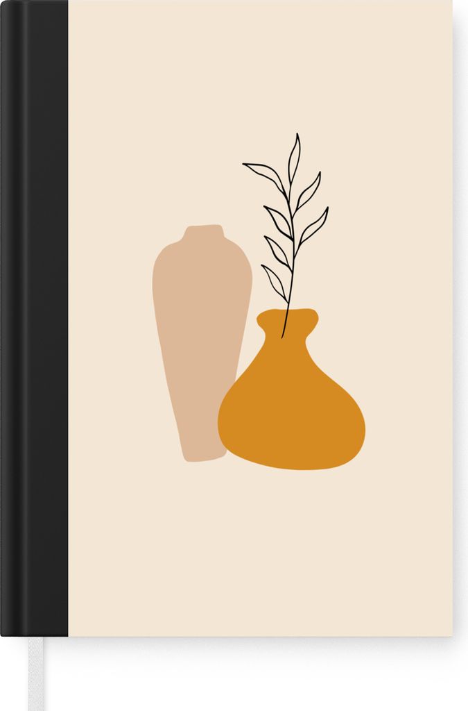 MuchoWow Notizbuch Tagebuch Haushaltsbuch Notebook A5 Pastell - Vasen - Beige - Notizblock - Notizheft - Notebook - Schreibblock - Papier