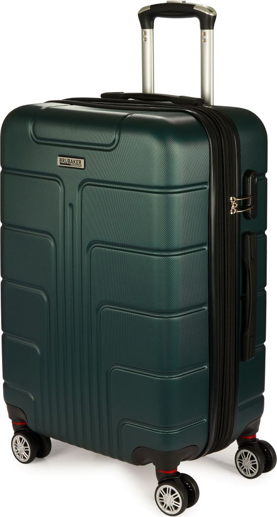 BRUBAKER Reisekoffer Miami - Erweiterbarer Hartschalen Rollkoffer mit Zahlenschloss und 4 Rollen - Trolley Koffer 43 x 66,5 x 28,5 cm, L, Dunkelgrün