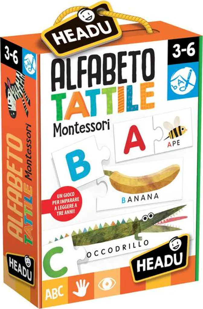 Jeu de Lettres Rugueuses Montessori Headu en Carton pour l'Éveil 3 ans
