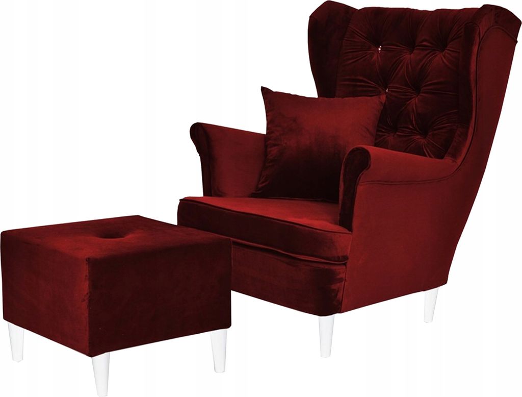 Family Meble Ohrensessel mit Hocker Gaja Relaxsessel Skandinavisch Bequemer Sessel Loungesessel Fernsehsessel Wohnzimmer Schlafzimmer Büro (ROYAL 13)