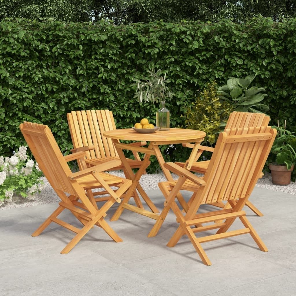 Maison Exclusive - 5-tlg. Garten-Essgruppe Massivholz Teak
