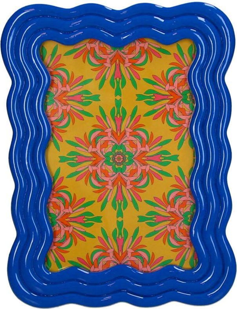 Fotorahmen Gebogenes Polyresin Blau – Moderner, geschwungener Bilderrahmen – Stilvolle Dekoration für Sideboard, Nachttisch & Regal – Zeitlo...