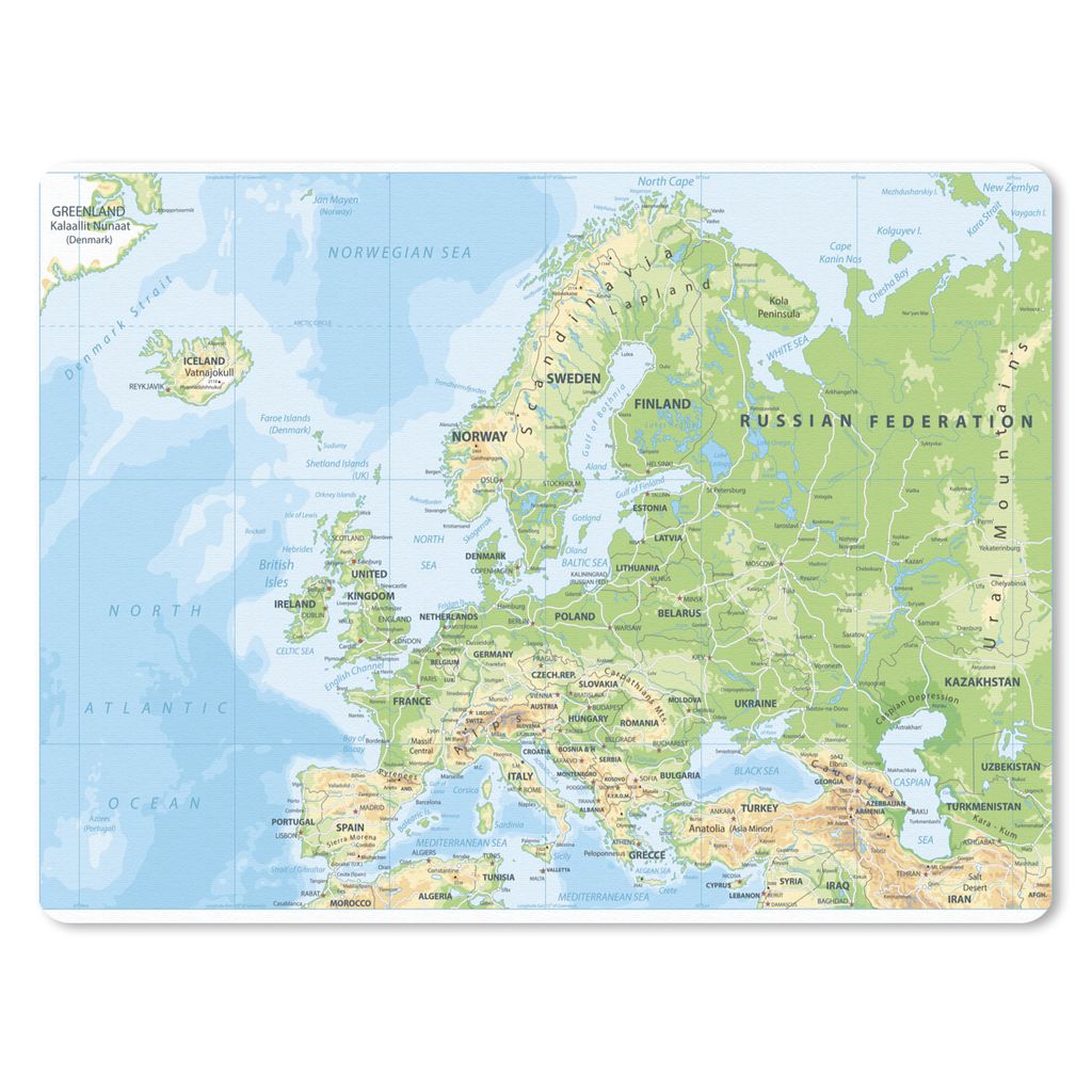MuchoWow Mauspad Mousepad Karte - Europa - Geographie 23x19 cm - Mousepads - Maus Mat - Pad - Mausunterlage - Schreibtischunterlage - Mauspad