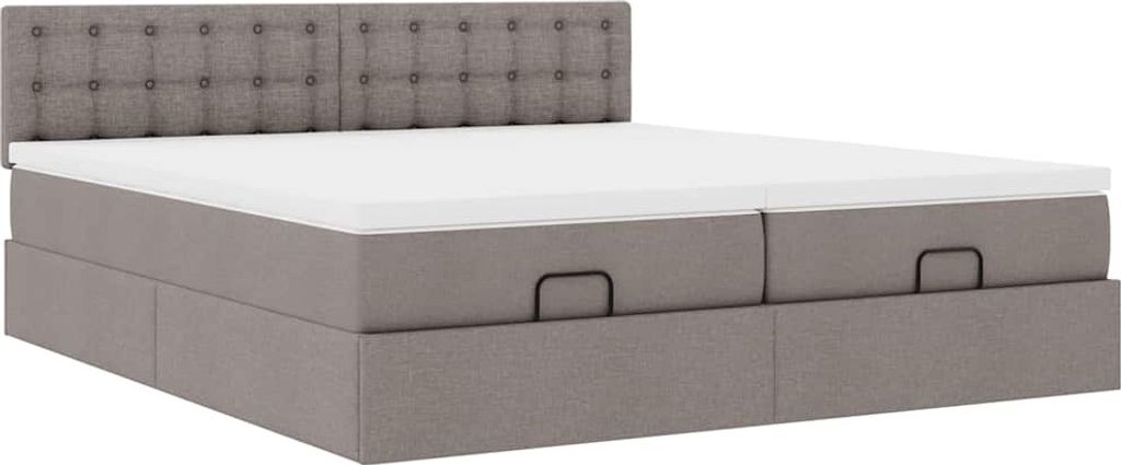 Ottoman-Bett mit Matratzen Taupe 180x200 cm Stoff