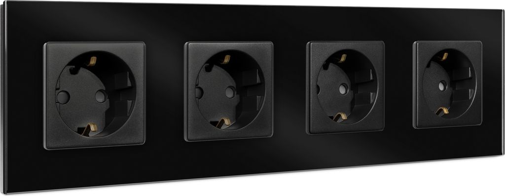 Navaris Glas Schuko Steckdose vierfach - mit Produktbild 