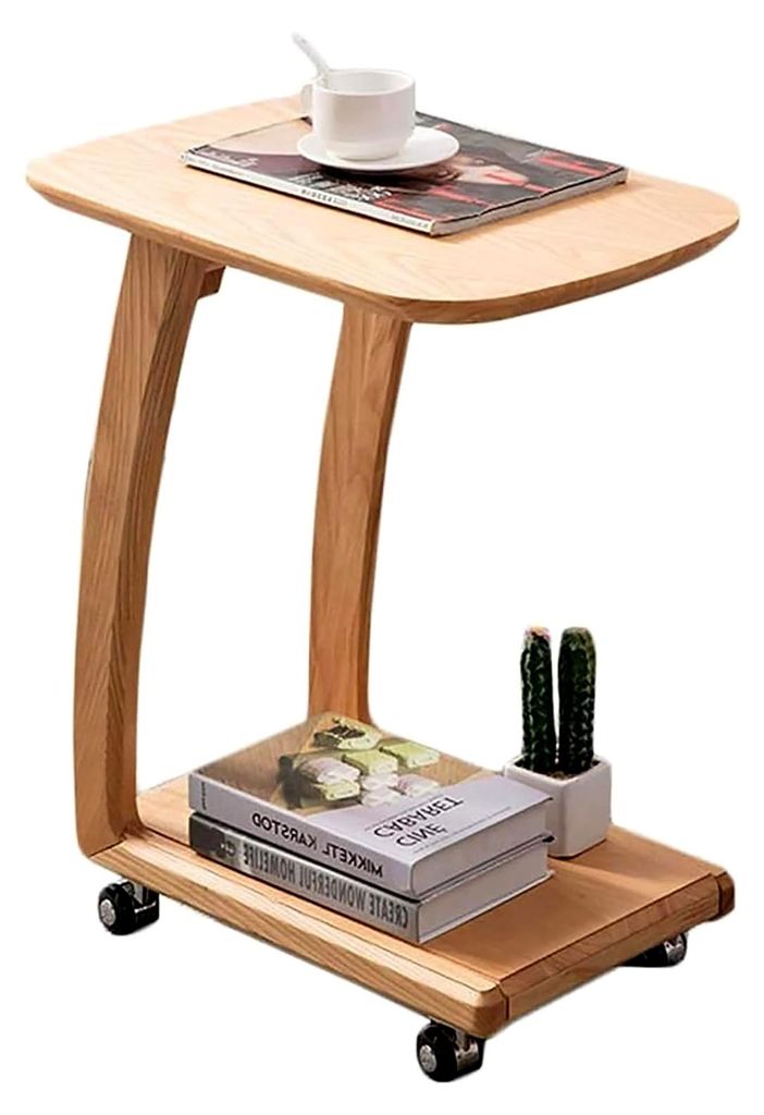 Mobiler Couchtisch mit Rollen, C-förmiges Design für kleine Räume, ideale Ecklösung für Wohnzimmer und Schlafzimmer