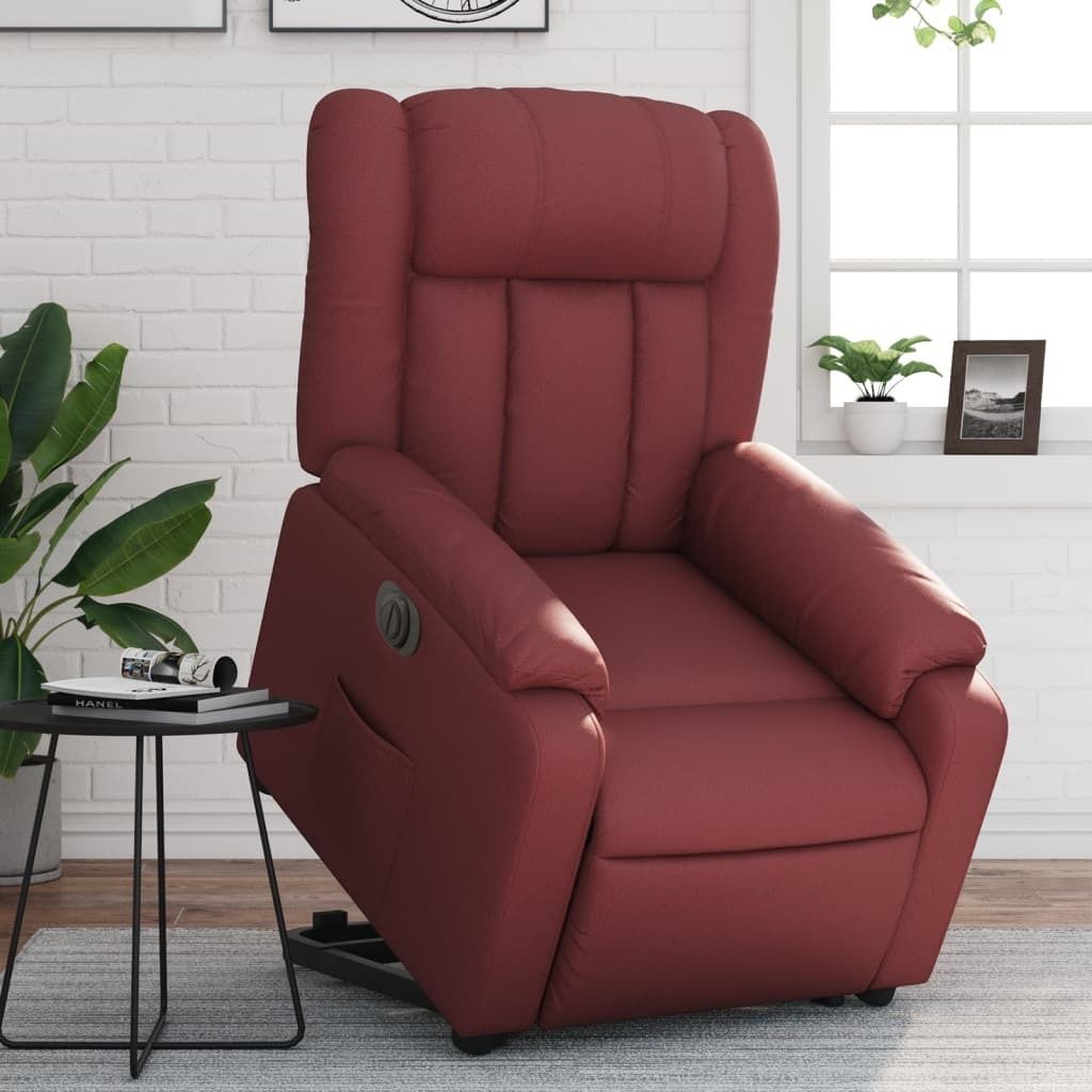 Design Relaxsessel mit Aufstehhilfe Elektrisch Weinrot Kunstleder, Klassische Sessel 2024 Neu