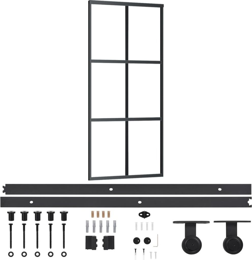 vidaXL Schiebetür mit Beschlag ESG-Glas & Aluminium 90x205 Produktbild 